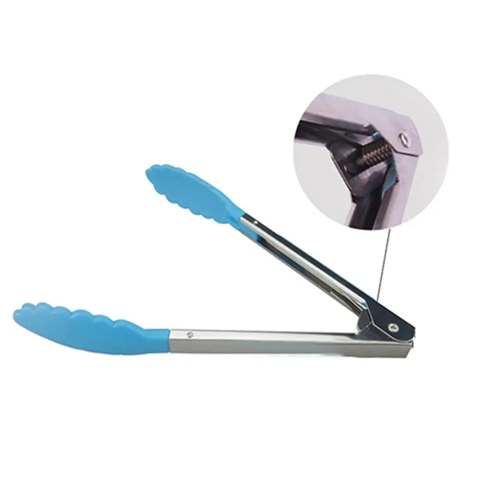 Силиконовые щипцы для приготовления салата из нержавеющей стали кухонные