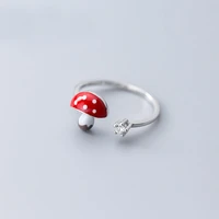 mloveacc 925 sterling silver enamel mushroom finger rings for women cz wedding engagement ring jewelry