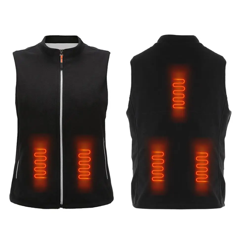 

2020 Electric Vest Heated Body Warmer XXXL Winter Clothing USB Hot Compress 5 Heating Areas Thermal Warm Black