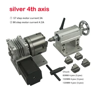 a axis rotary axis tailstock 4th axis with 80mm 4 jaw chuck for woodmetal cnc router milling machine cnc3040 6040 6090