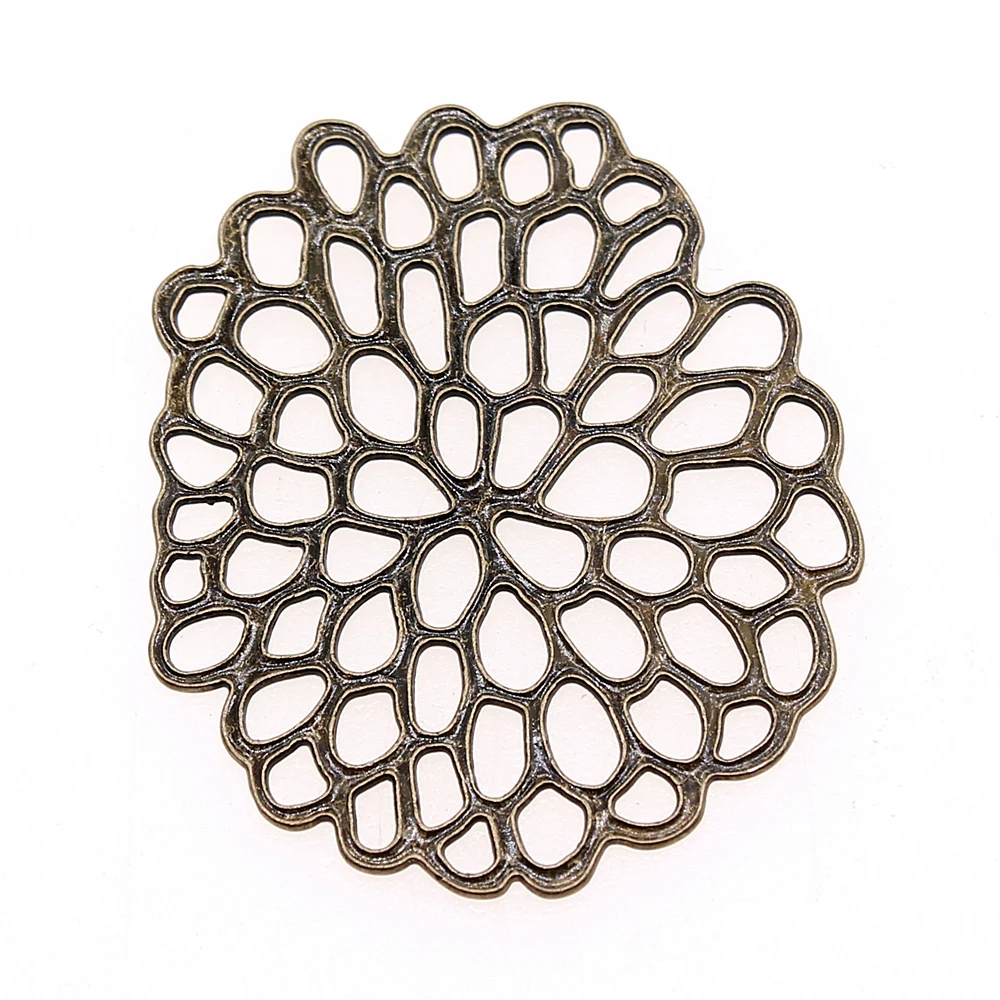 

4pcs Motif Flower Charms For Jewelry Making 40x49mm Antique Bronze Color Accessories DIY Handmade Craft