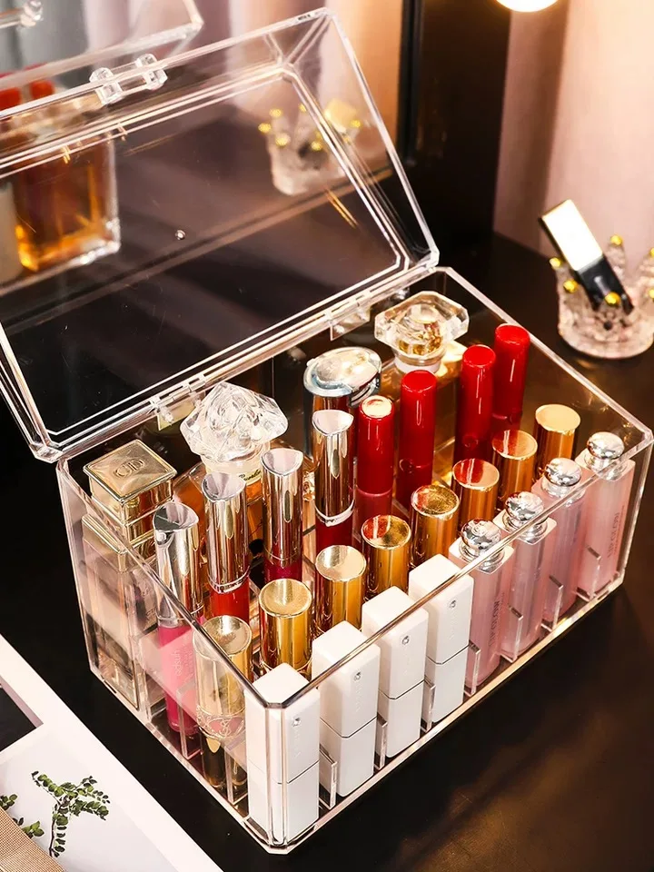 

Transparent Lipstick Lip Gloss Holder Makeup Organizer Storage Box Cosmetic Jewelry Box Display Stand Bathroom Storage