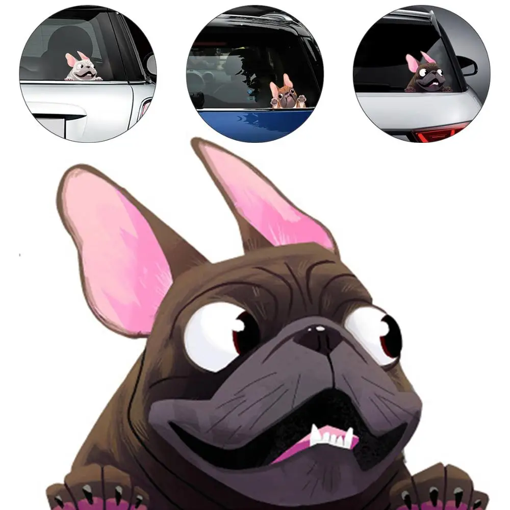 

3D Sticker Car Accessories French Bulldog Dog Vinyl Stickers Car Decals Cartoon English Bulldog Funny Auto Decals for Car 17cm