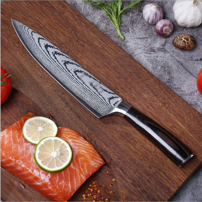 Кухонный нож сантоку 7CR17 440C шеф-повар 8 дюймов высокоуглеродистая японская