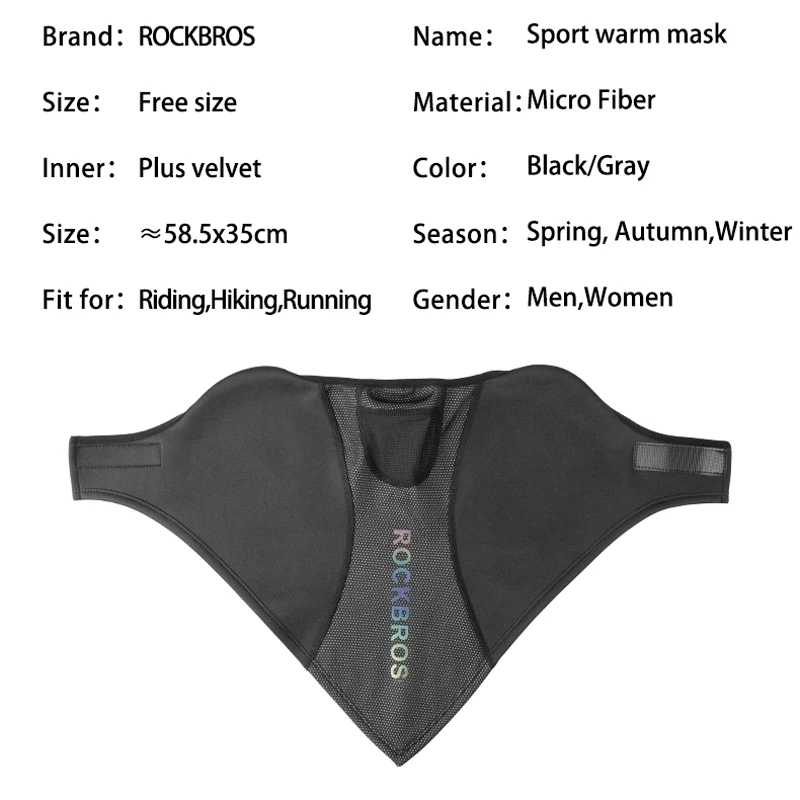 ROCKBROS зимний теплый шарф из флиса MaskThermal дышащие шарфы для езды на велосипеде бега