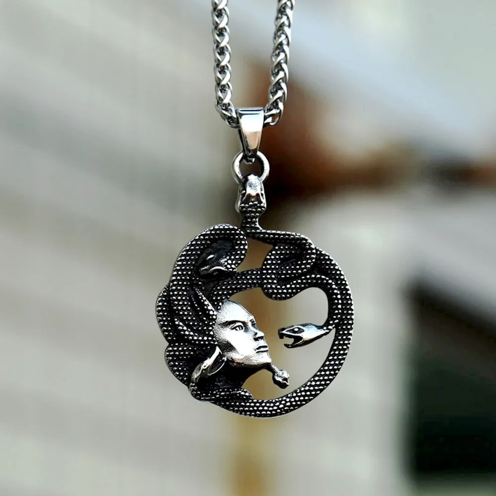 Панк готический греческая мифология змея головы Медузы кулон ожерелье мужчины