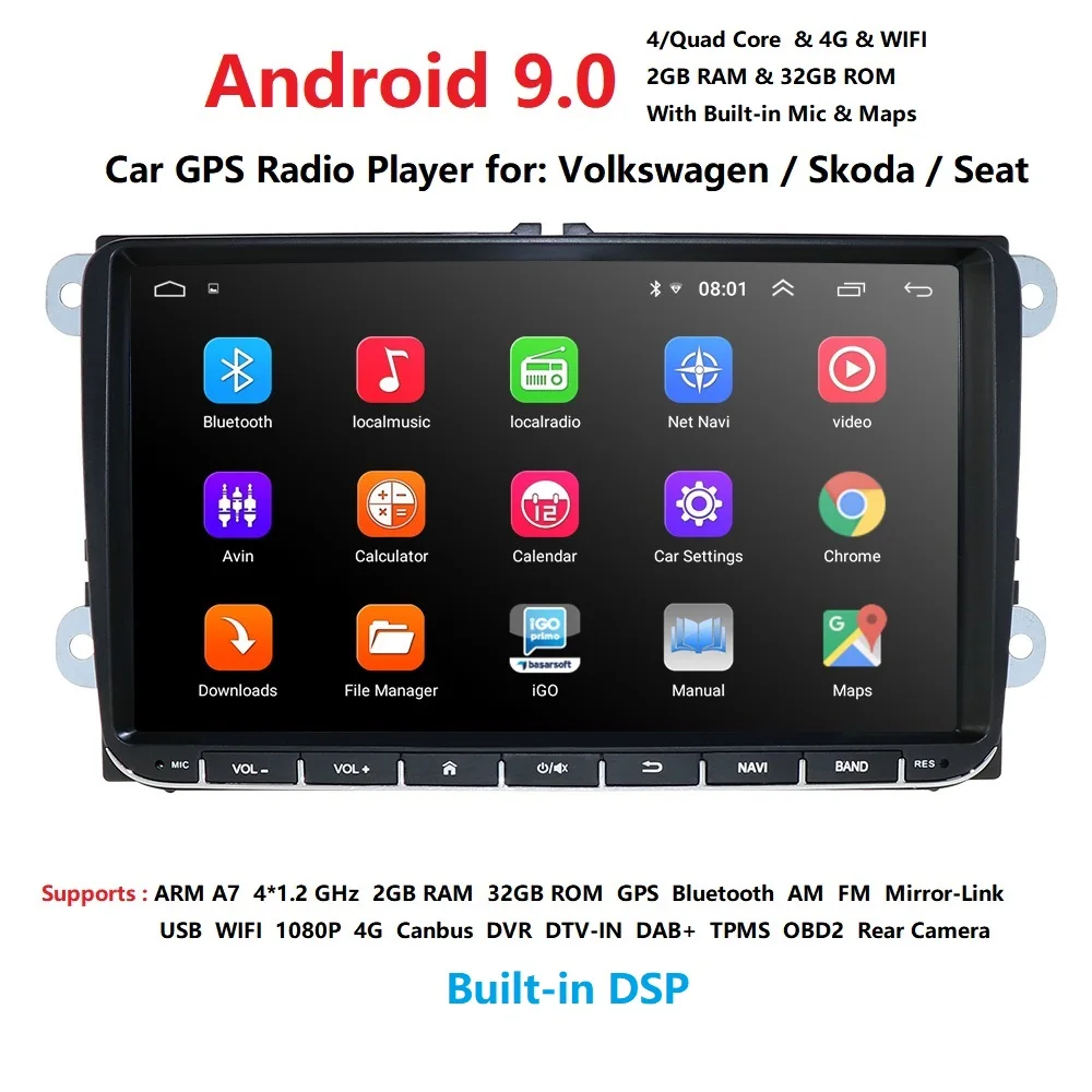 Android HD Автомобильный мультимедийный GPS навигатор для VW Volkswagen Polo Passat CC Golf V VI MK4 Tiguan