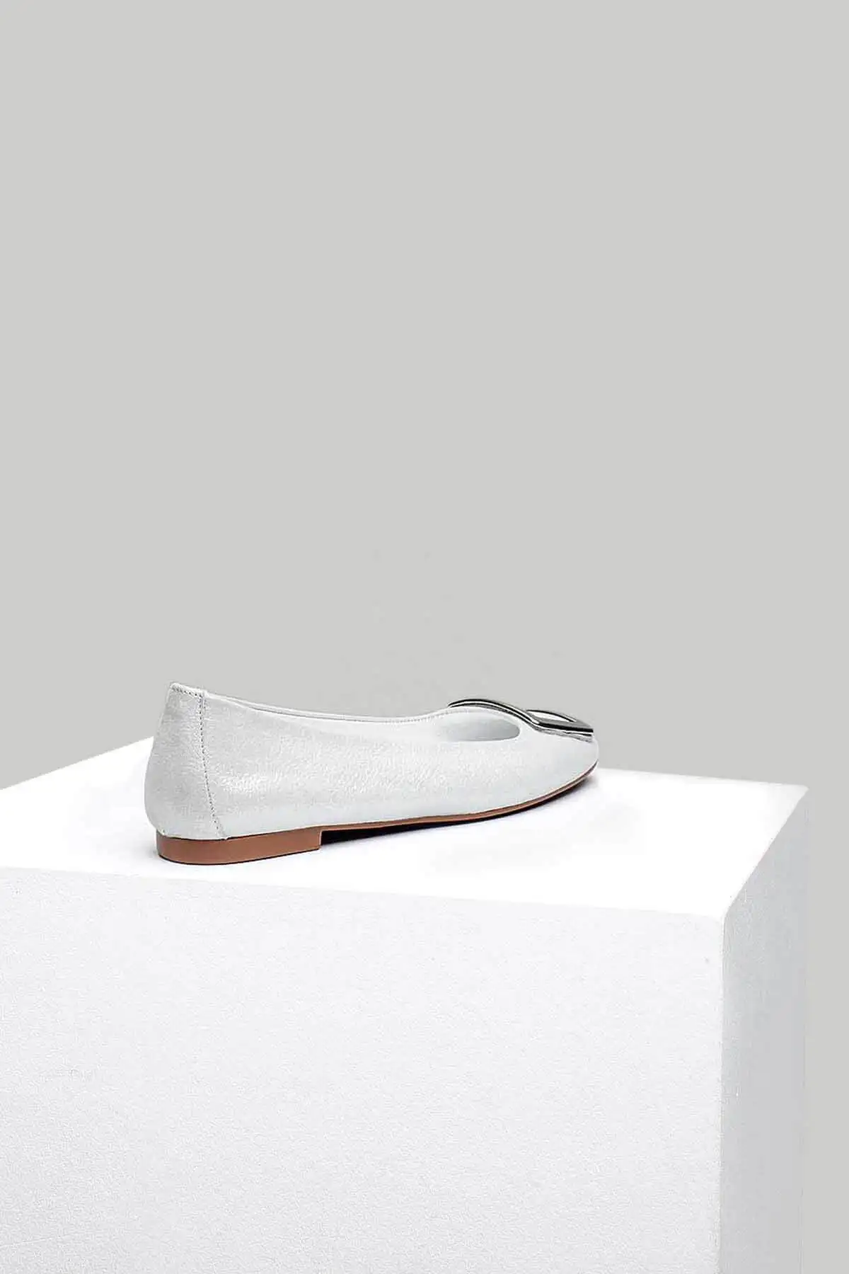 Серые женские балетки из натуральной кожи Derimod|Обувь без каблука| |