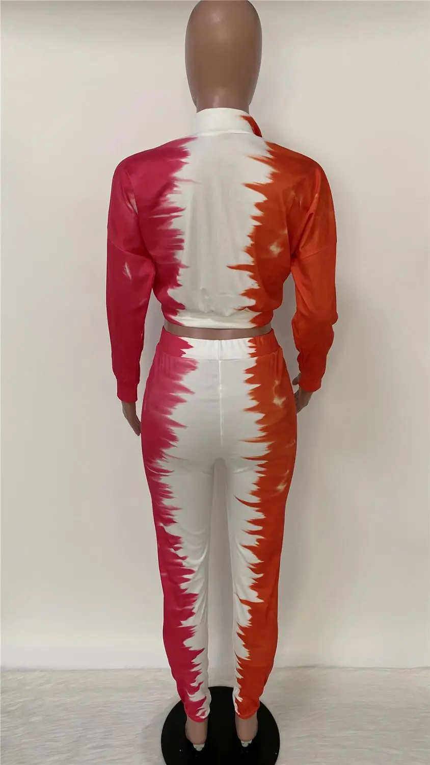 

Women Two Piece Set Tie Dye Long sleeve Sweatsuit Crop Top Joggers Pants Women Matching Sets Outfits Tracksuit