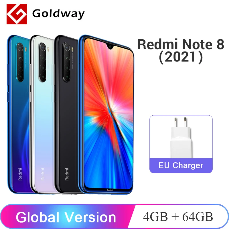 Глобальная версия Xiaomi Redmi Note 8 (2021) 4GB 64GB смартфон Helio G85 Octa Core 48MP Quad тыловая камера 4000