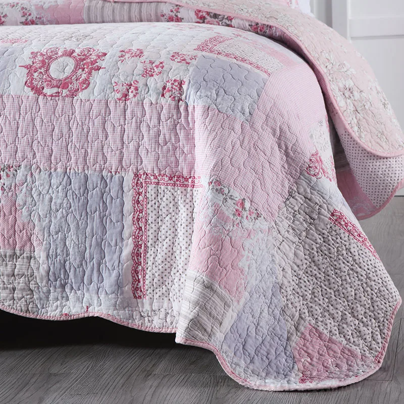 

CHAUSUB Bedspreads Print Quilt Set 3PCS Washed Cotton Quilts Bed Cover Pillowcase King Queen Size Coverlet Blanket On Bed