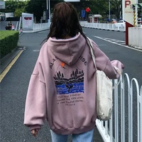 autumn and winter new sweater pattern printing hooded 2021 korean fashion hedging loose student jacket