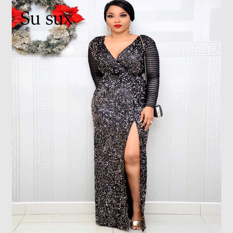 Пайетками бархат вечернее платье-макси для Для женщин Vestidos облегающее