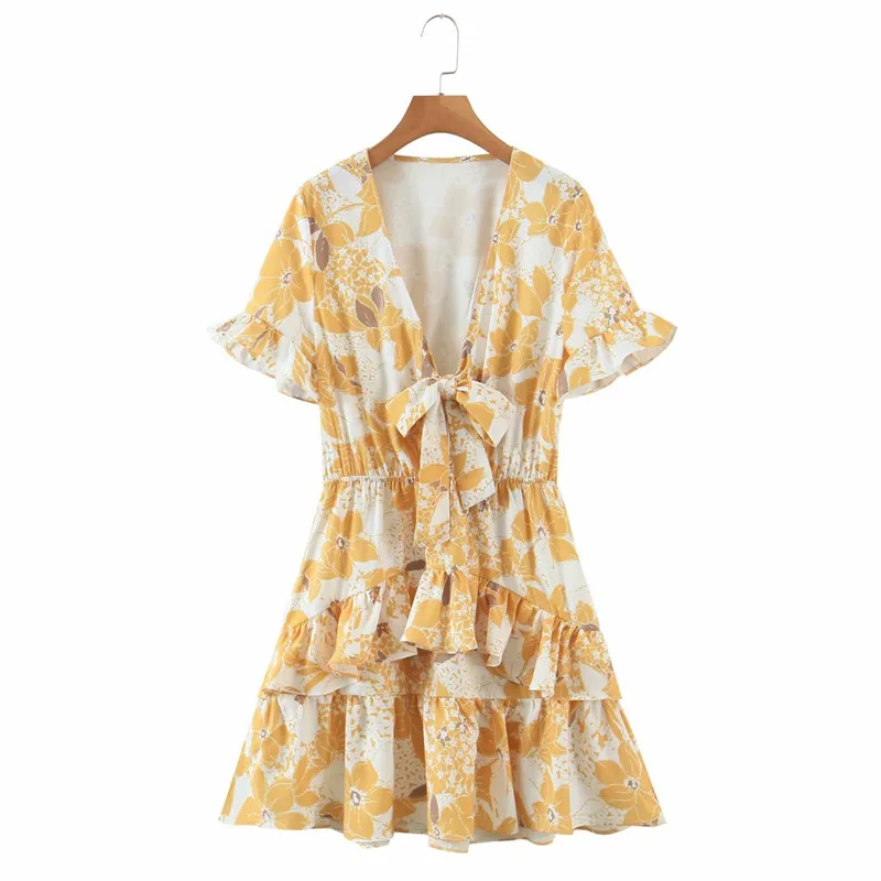 Женский Повседневный Комбинезон Evfer желтый комбинезон с цветочным принтом