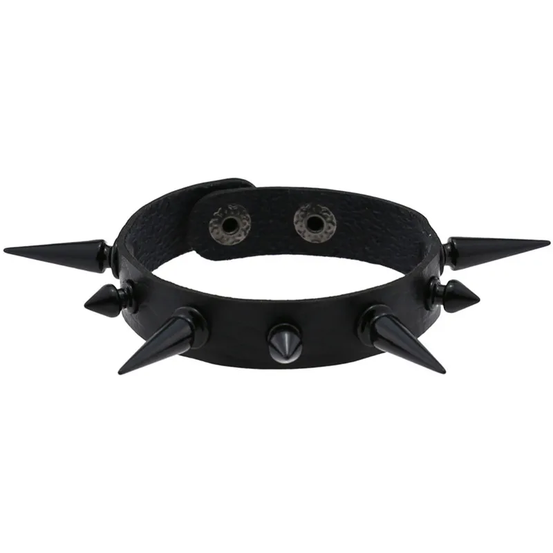 

Rock Spikes Rivet Gothic Punk Wide Cuff Leather Bracelet Bangle Fashion Men Bracelets For Women Unisex Wristband Wrist Jewelry