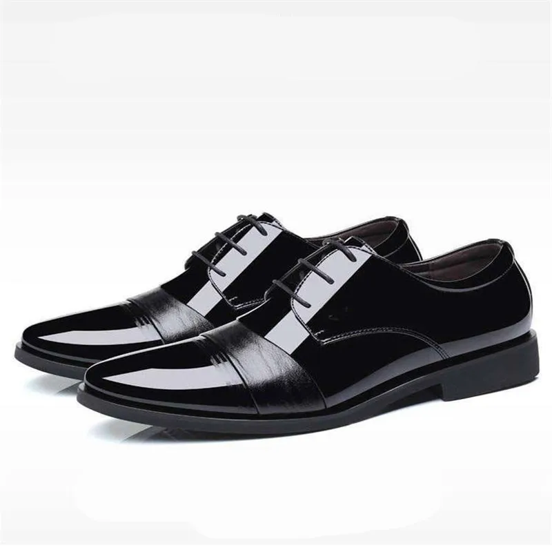 

Patent Leather Men Casual Shoes Luxury Brand 2020 Mens Loafers Moccasins Breathable Lace-up Black Driving Shoes Plus Size 38-44