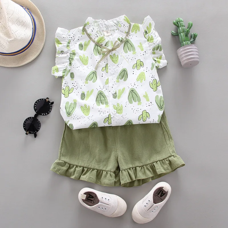 

New Summer Fashion Cute Baby Girl Clothes 2 Pcs Set Fruit Print Ruffles Sleeveless Tops+short Pants Toddler Girl Clothes 0-24M