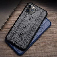 genuine leather phone case for iphone 13 12 mini 11 pro xr xs max se 2020 case for 7 8 plus cowhide sturgeon fish texture cover