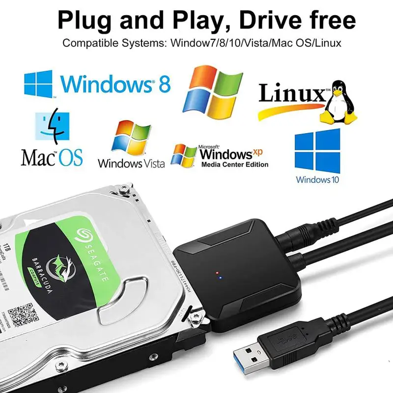 

Кабель Sata с Usb на Usb 3,0, компьютерный кабельный разъем, Usb 3,0 Sata адаптер, кабель поддерживает Win7 3,5 дюйма Ssd Hdd жесткий диск
