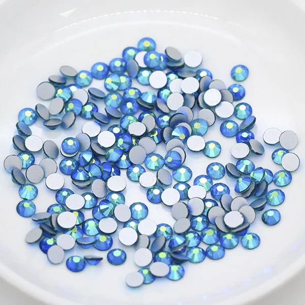 capri blue ab 144/1440p ss6 цвет AB Кристалл стекло камень с плоской задней частью не горячей фиксации Стразы украшения ногтей свадебные карты изготовление драгоценных камней - Цвет: capri blue ab