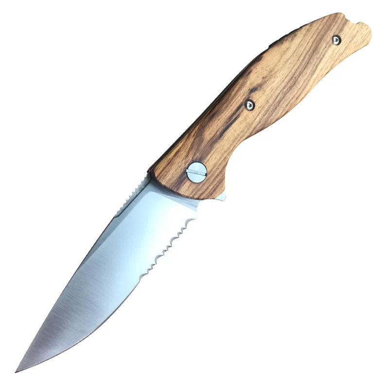 

Folding Knife 1810S Hunting knife D2 steel Half tooth blade Ball bearing Pocket Wooden handle Tactical knife Survival EDC Tools