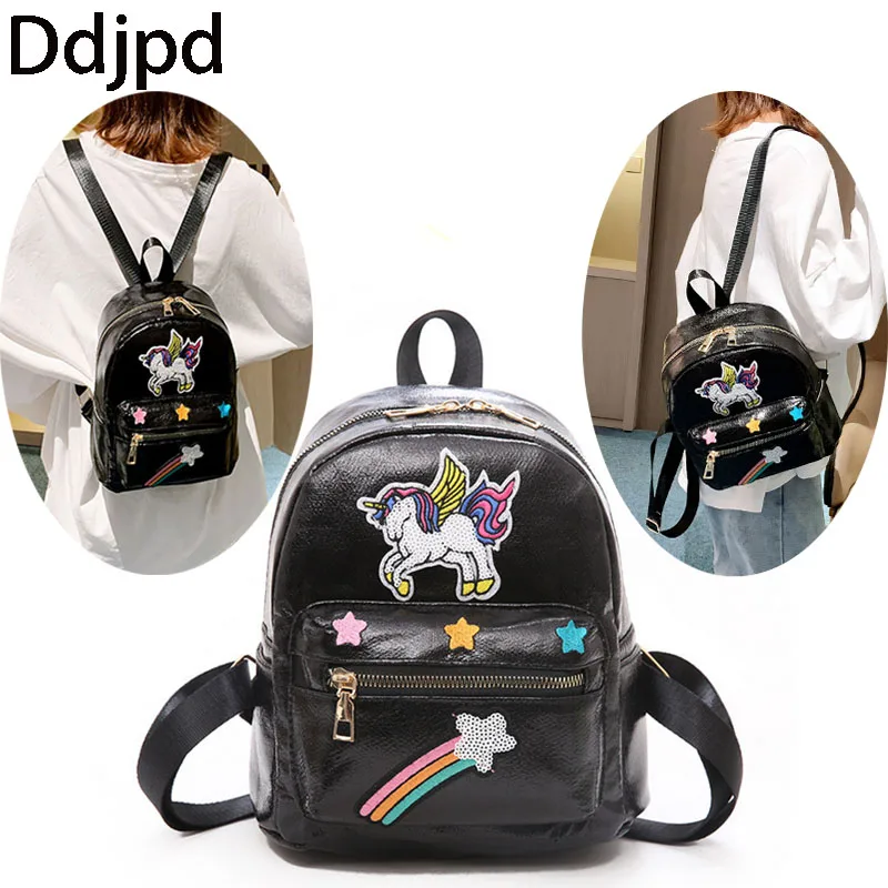 

Ddjpd Fashion Cartoon Backpack Ladies Luxury Brand Backpack Girl Soft Leather Designer Bag Fashion Unicorn Travel Small Backpack