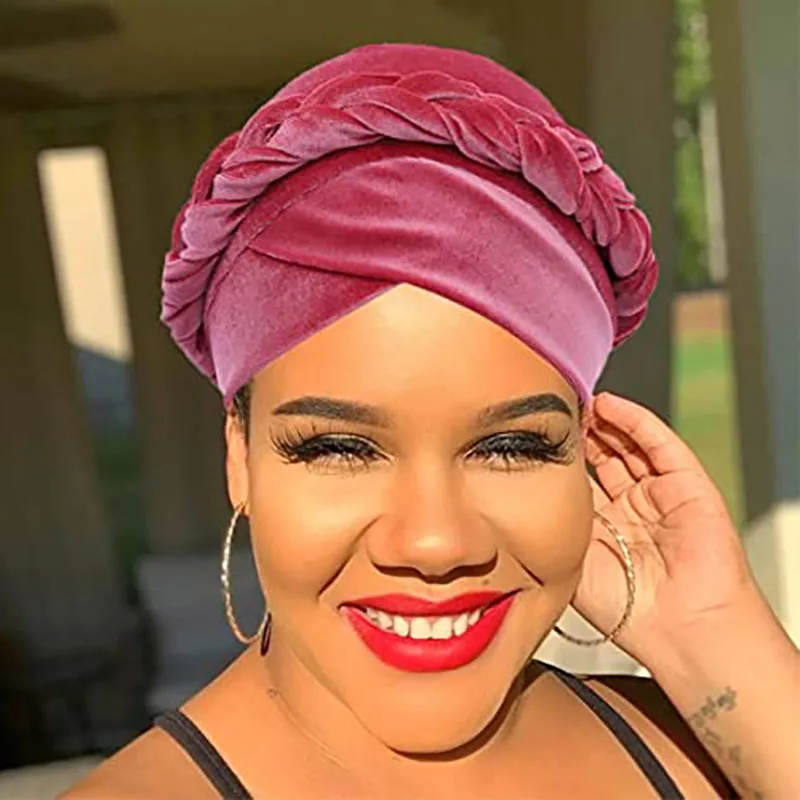 

Latest Exaggerated big satin twist braid 2022 Handmade African Cap Nigerian Wedding Gele Women Braid Turbans Ladies Head Wraps