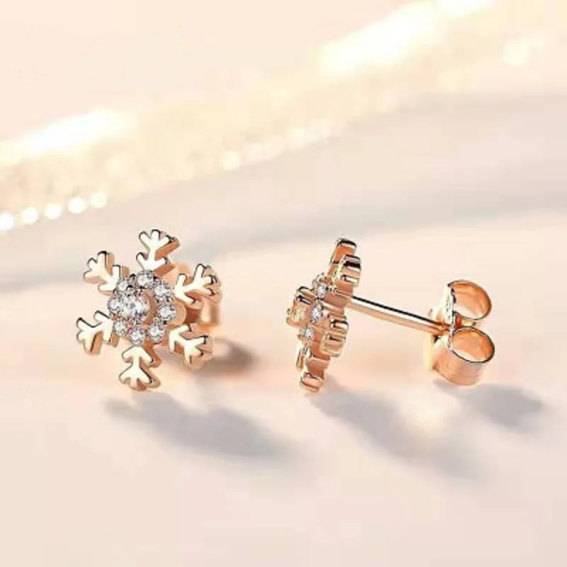 

New Women Fashion Snowflake Zircon Earrings High Quality Flowers Earring Cute Girl Fashion Earrings Jewelry Valentine's Day Gift