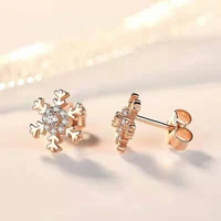 new women fashion snowflake zircon earrings high quality flowers earring cute girl fashion earrings jewelry valentines day gift