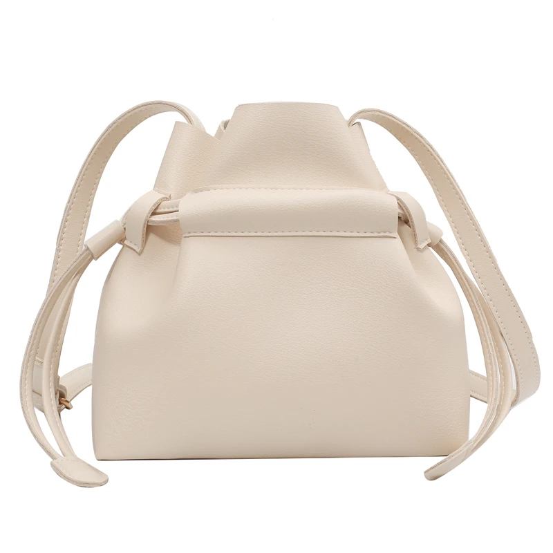 

PU Leather Mini Drawstring Crossbody Bags For Women 2021 Branded Trendy Design Lady Solid Color Shoulder Handbag And Purse Party