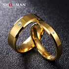 Кольца SHOUMAN из нержавеющей стали для мужчин и женщин, свадебные и обручальные украшения невесты с фианитами, индивидуальные надписи, подарок