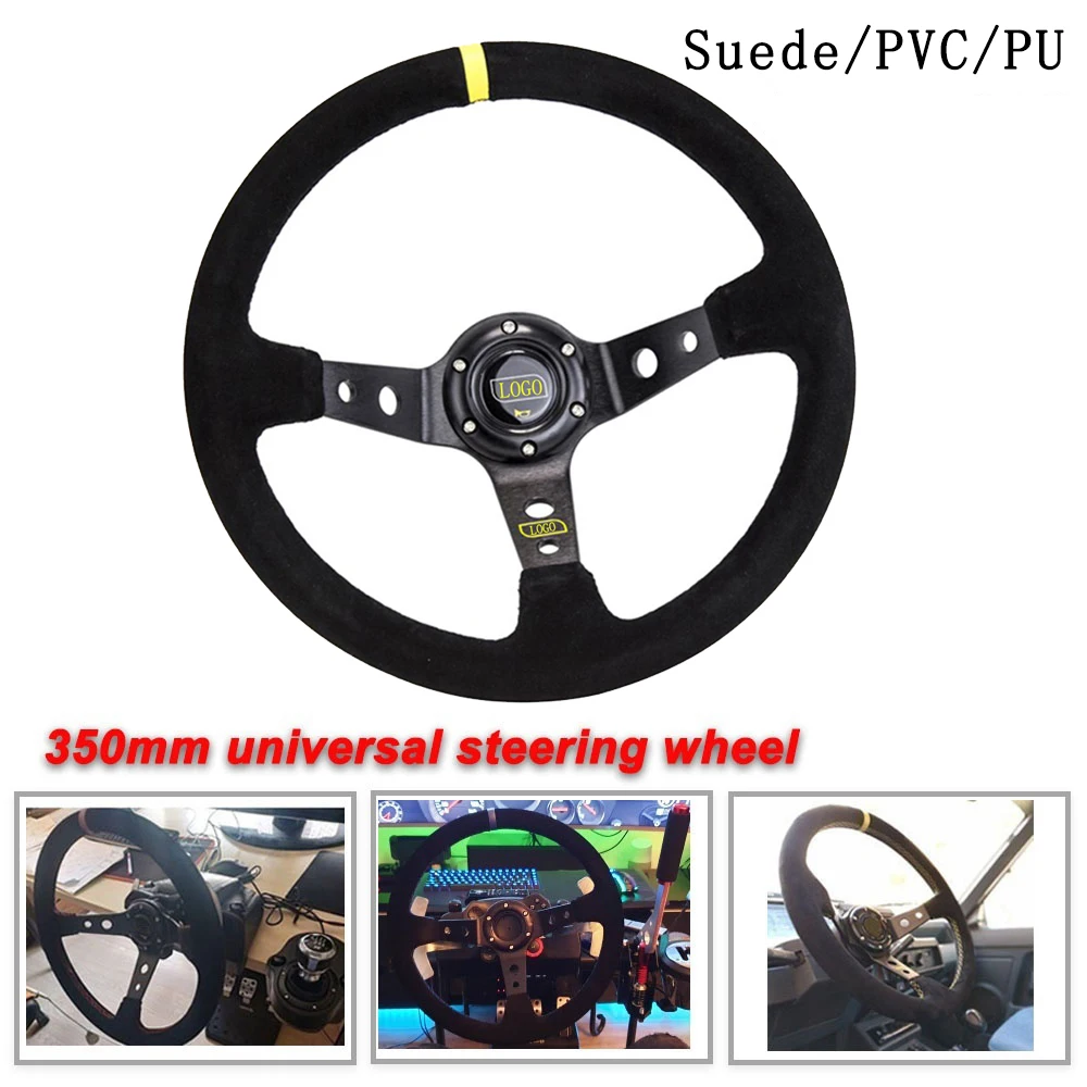 

Universal 350MM Suede Steering Wheel Leather Steering Wheel Drift racing type High quality Suede/PVC Style
