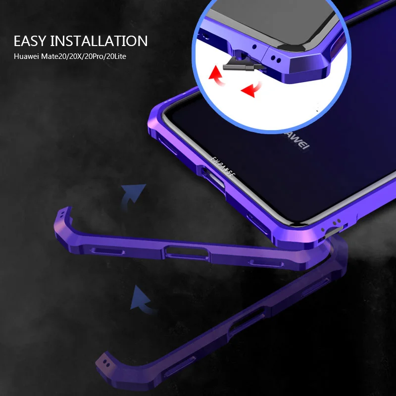 Металлический бампер для Huawei Mate 20 Pro Honor 9X жесткий стеклянный алюминиевый чехол с