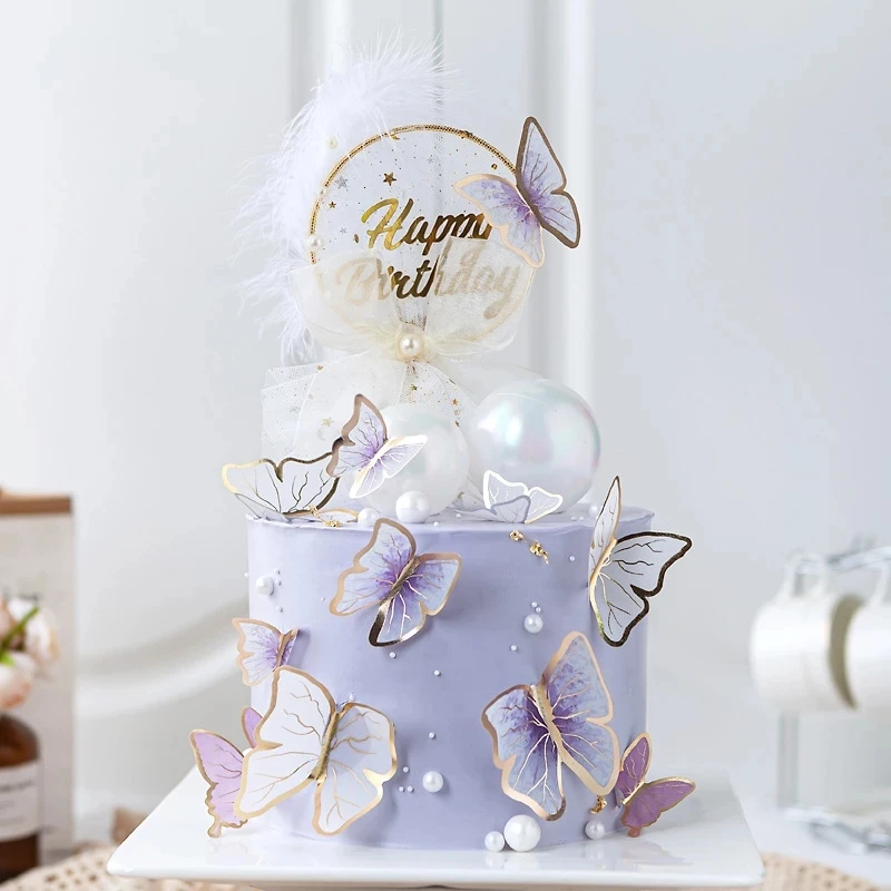 

Бабочка торт топпера, счастливый топперы для торта на день рождения ручной росписью одежда для свадьбы, дня рождения торт воздушные шары дл...