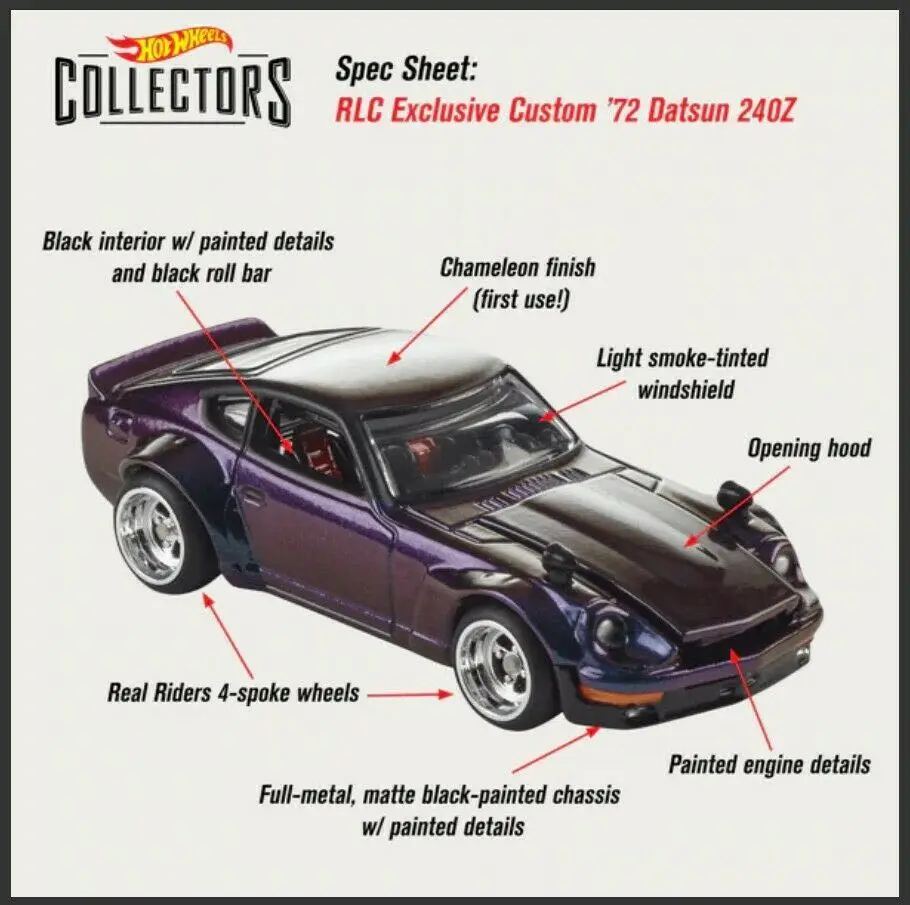 Hot Wheels Red Line Club CUSTOM 72 DATSUN 240Z Коллекционное издание металлическая литая модель автомобилей детские игрушки подарок