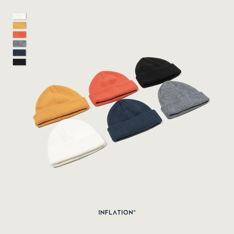 Инфляция, унисекс вязаная шерстяная Осенняя шапка, зимняя, Skullies Beanies, модная, брендовая, теплая, вязаная, однотонная, 5 цветов, Skullies Beanie 170CI2019