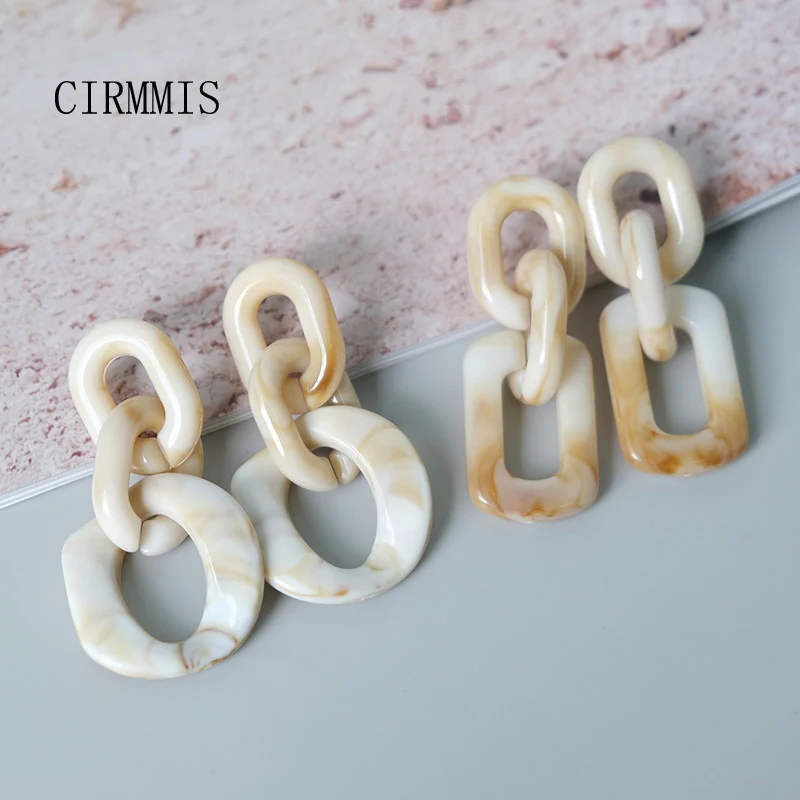 

CIRMMIS Fashion New Acrylic Resin Drop Unusual Earrings for Women Vintage Beige Earring Trendy Party Handmade Jewelry Accessory