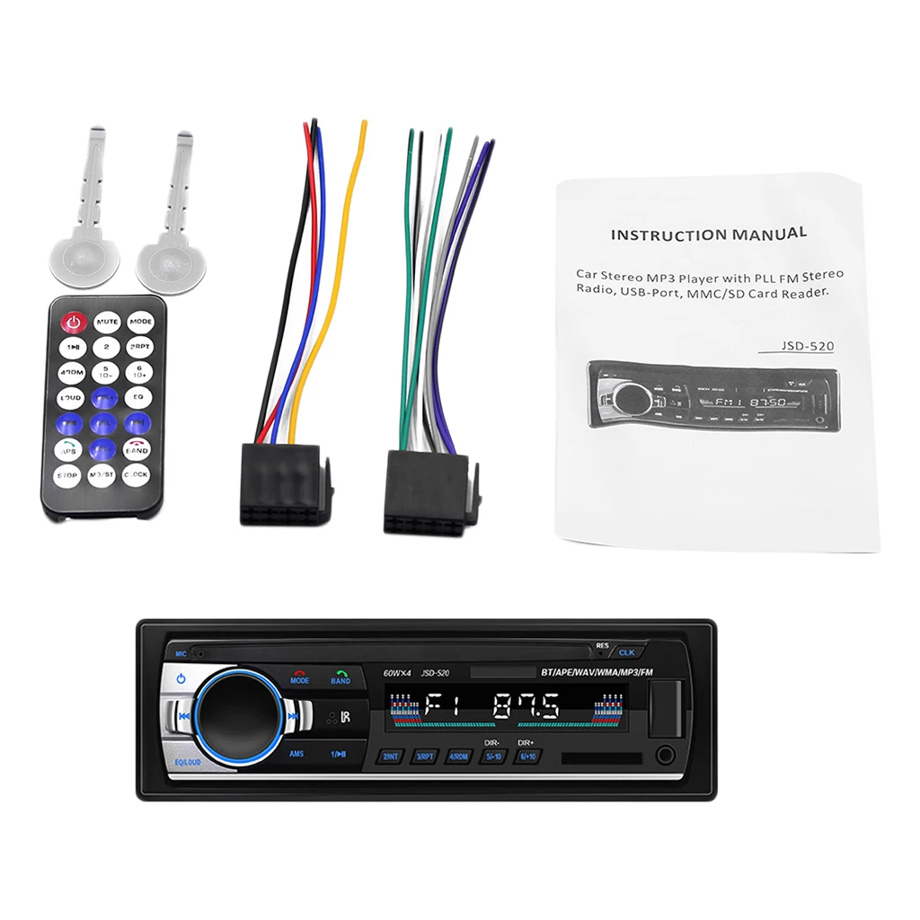 

Car Bluetooth Autoradio Stereo Radio FM Aux Input Receiver SD USB JSD 520