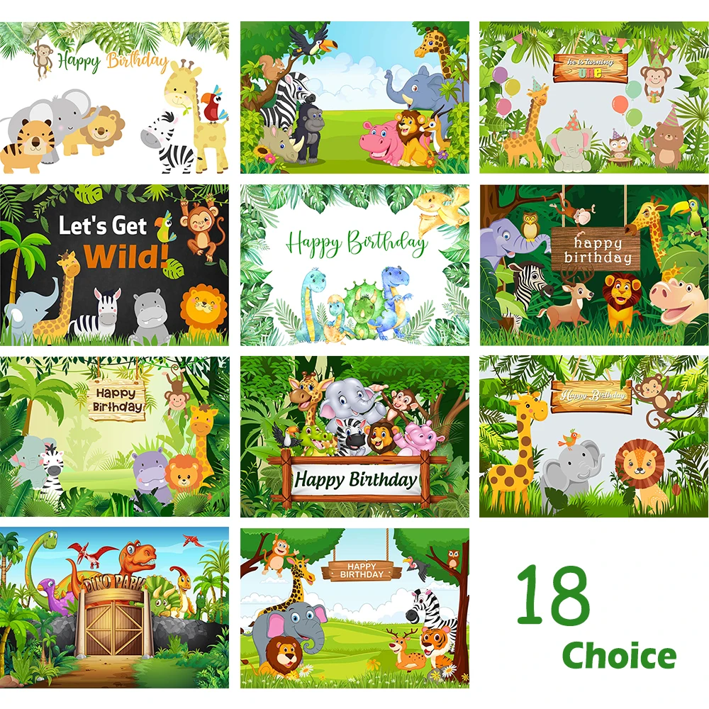 Animal Child 1st Birthday Party Background Ropical Jungle Forest Wild Safari Newborn Baby Shower Photography Backdrop Studio