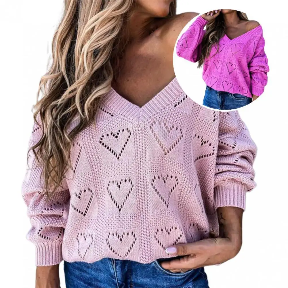 

Sexy Stylish V Neck Solid Color Casual Pullover Winter Sweater Casual Autumn Sweater V Neck for Daily Wear