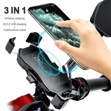 Motorcycle Phone Holder 15W Wireless Charger Fast Charging Phone Stand QC3.0 USB Charger Handlebar Phone Mount For iPhone Xiaomi