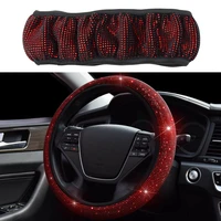1pc car steering cover red auto 37 38cm car diamond steer wheel cover bling shining universal car styling interior accesseories