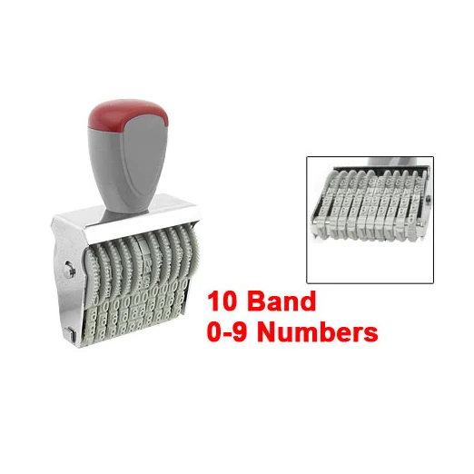 

Office 10 Band 5mm x 3mm Rubber 0-9 Numbers Numbering Stamp Gray Red