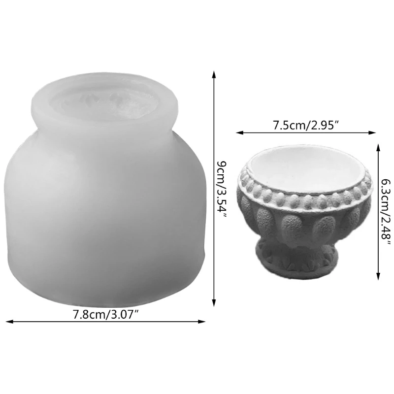 

Retro Flower Pot Epoxy Resin Silicone Mold 3D Roman Round Succulent Plant Planter Pot Mold Concrete Cement Plaster Molds
