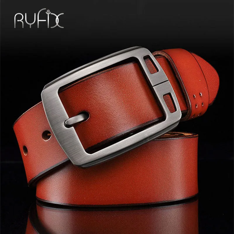 Ремень мужской из натуральной воловьей кожи винтажный Стильный тонкий пояс с