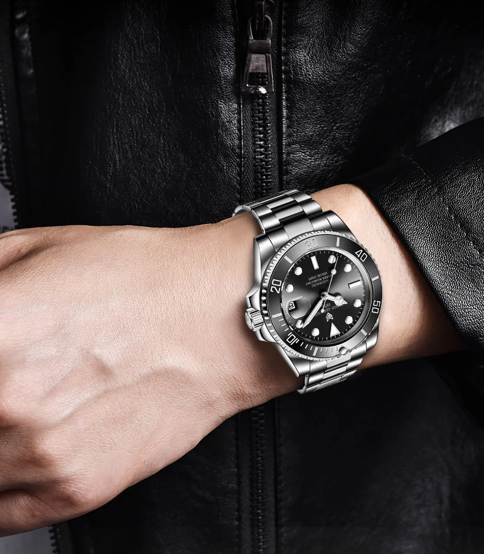 

New Watch Men Automatic Mechanical Tourbillon Clock Fashion Sport Diving Watch 100ATM Waterproof Luminous Watches Mens