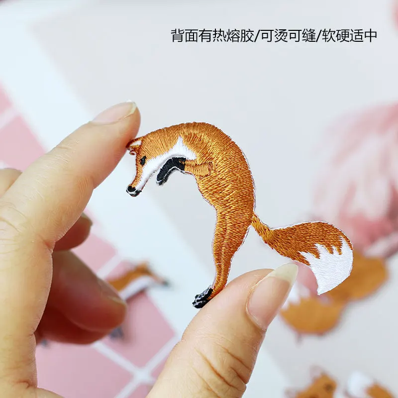 WhatIlife оранжевая мультяшная нашивка для одежды с маленькой лисой вышивка наклейки