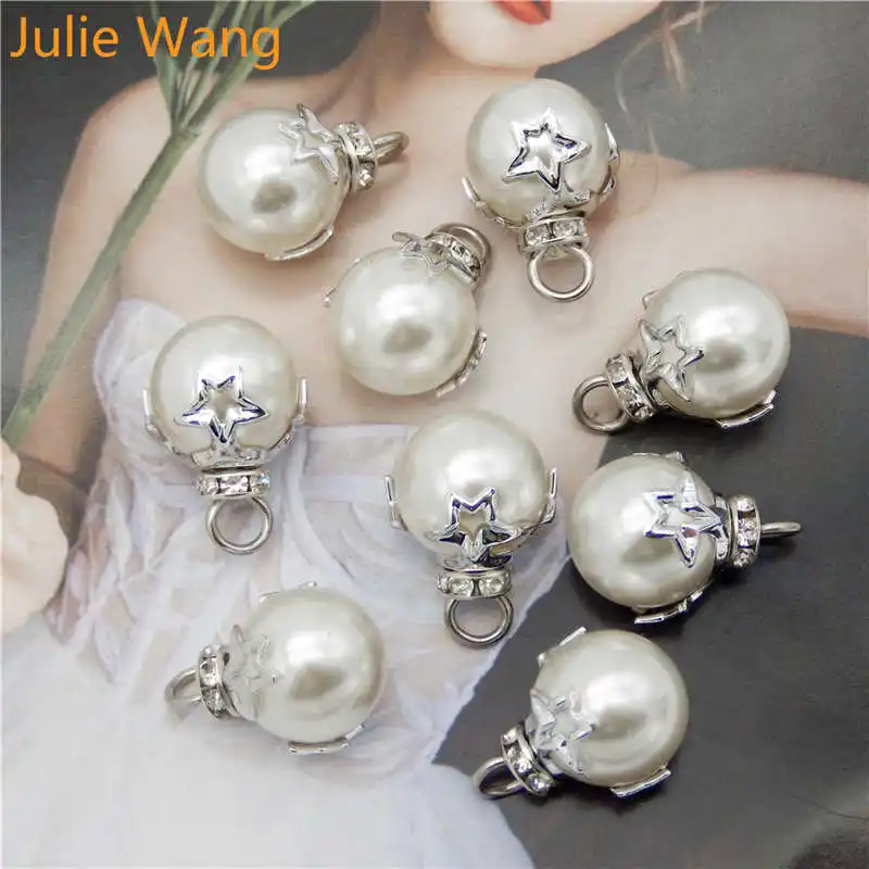 Julie Wang 10 шт. искусственный жемчуг подвески звезда сплав крышки браслет серьги