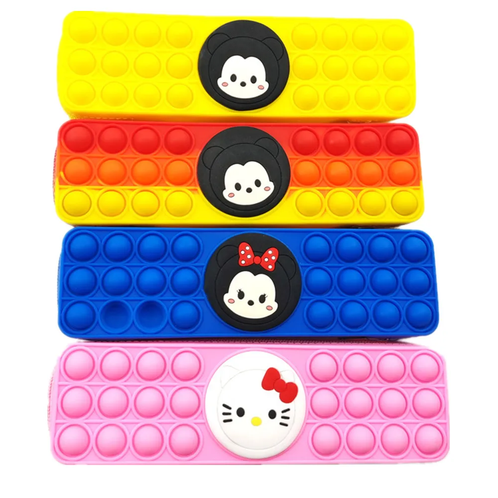 

PopIt Anime Push Bubble Fidget Toys Pencil Case Children Stress Relief Squeeze Toy Antistress Popit Soft Squishy Kids Toys Gifts