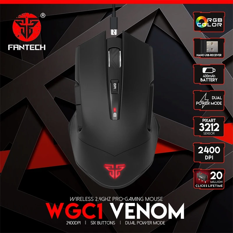 FANTECH WGC1 2 4G беспроводная мышь с зарядкой Бесшумная игровая компьютерная